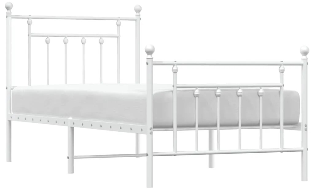 Estrutura de cama com cabeceira e pés 90x190 cm metal branco