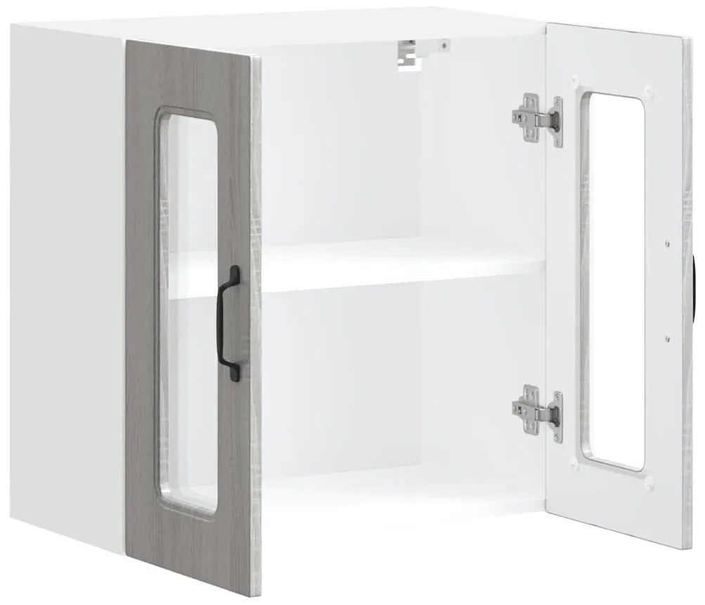 Armário de parede de cozinha porta vidro Kalmar cinza sonoma