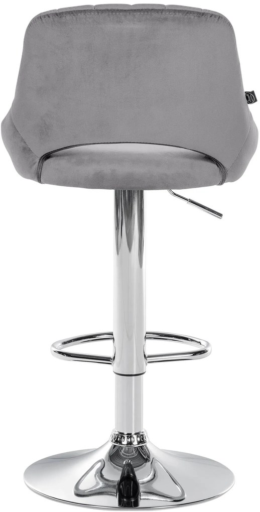 Banco alto Milet em veludo com estrutura cromada 85-106 x 47 x 48 cm Cinzento