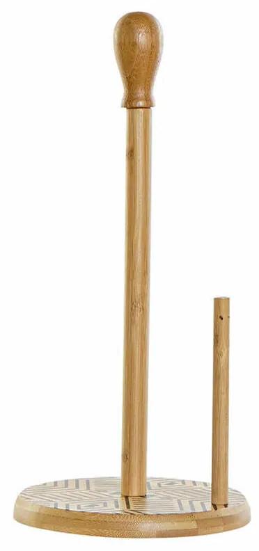 Suporte para Rolos de Papel de Cozinha DKD Home Decor Preto Natural Bambu 16,5 x 16,5 x 35 cm