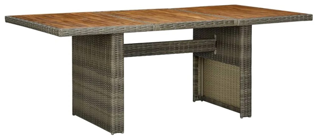 313314 vidaXL Mesa de jardim vime PE e madeira acácia maciça castanho