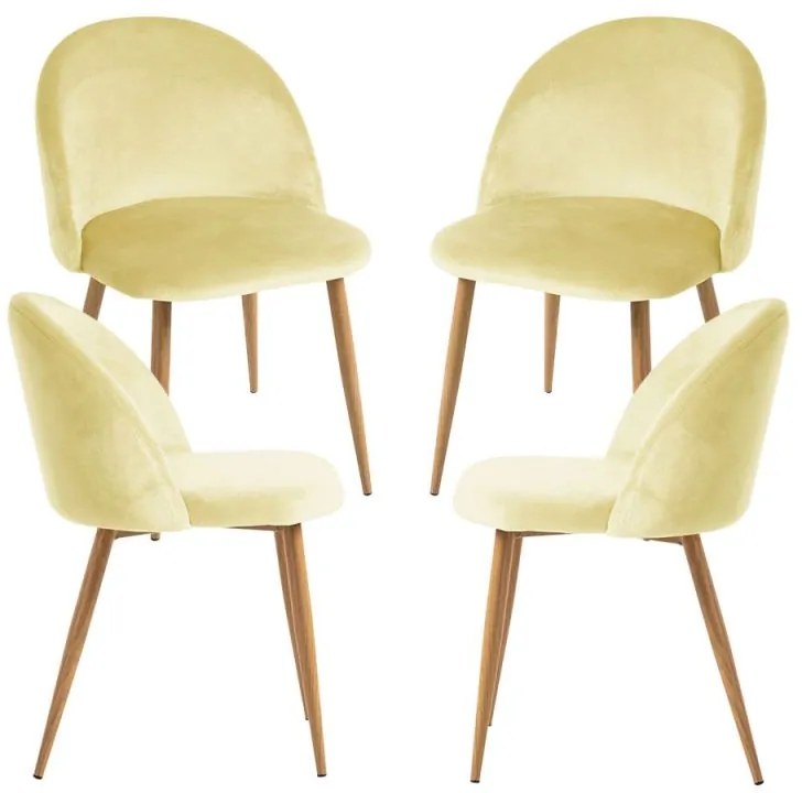 Pack 4 Cadeiras Vint Veludo - Amarelo dourado