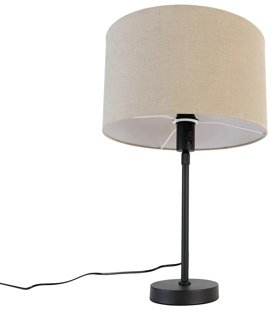 Candeeiro de mesa preto ajustável com cúpula castanho claro 35 cm - Parte Design