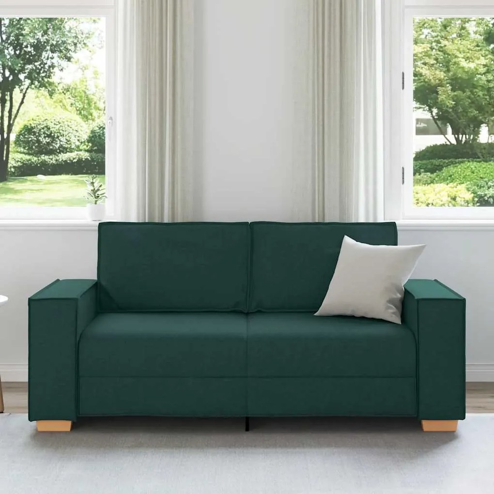 Sofá de 2 lugares verde escuro 140 cm tecido