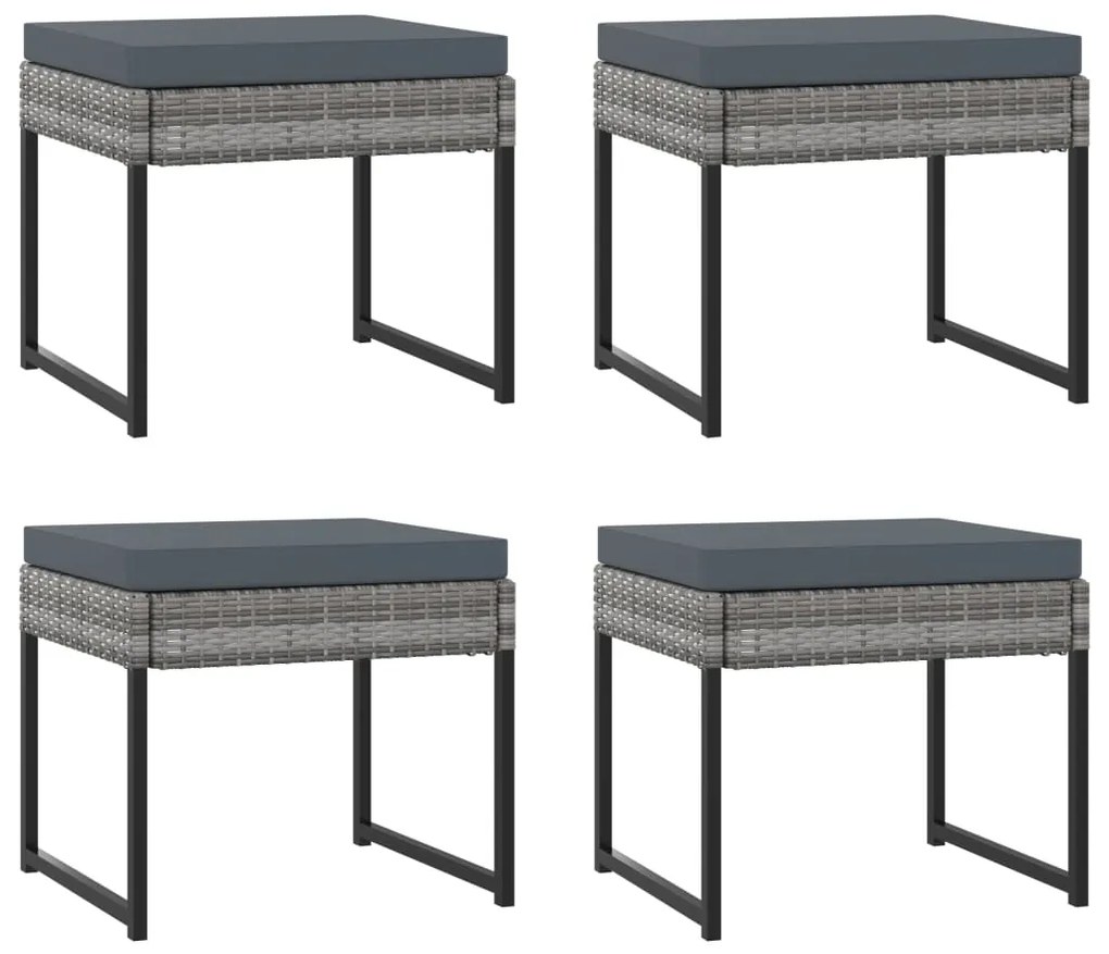 11 pcs conjunto jantar exterior com almofadões vime PE cinzento