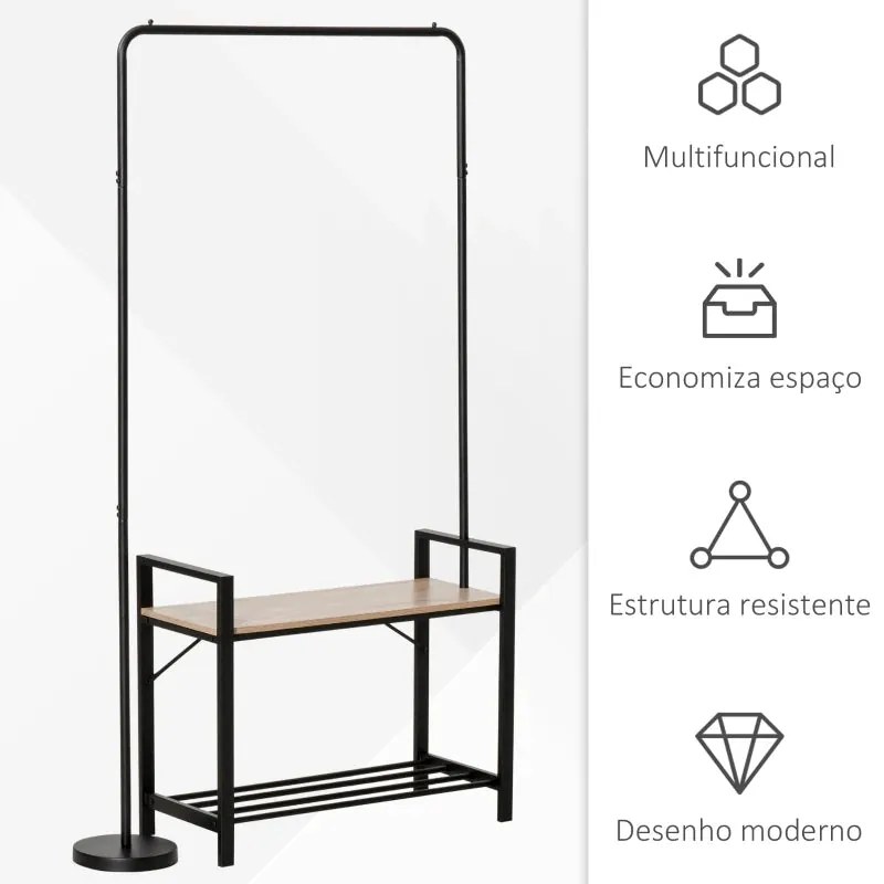 Conjunto Promise - Cabide Ajustável, Sapateira e Banco - Design Indust