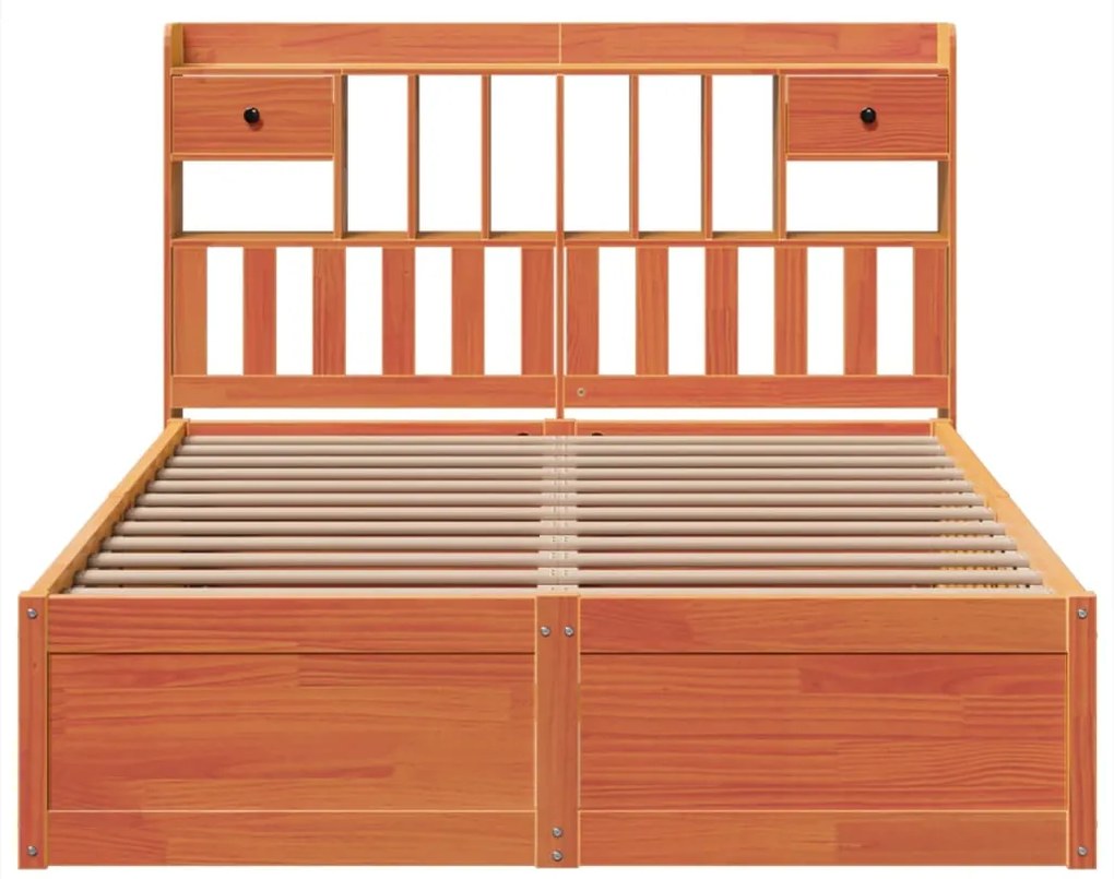 Cama sem colchão 140x200 cm madeira pinho maciça castanho-mel