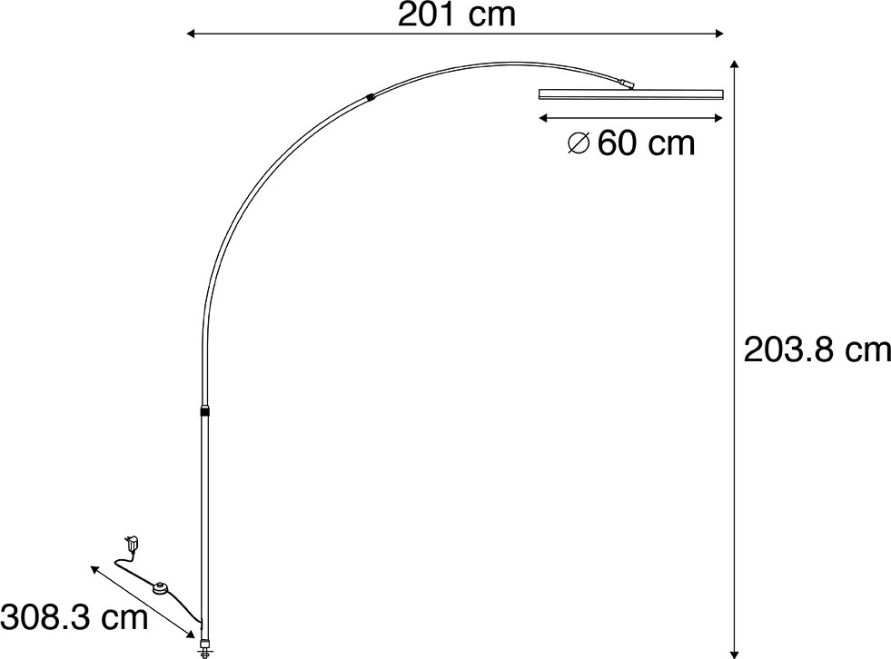 Candeeiro de Arco de Design Dourado Incl. LED Regulável em 3 Níveis - Anello