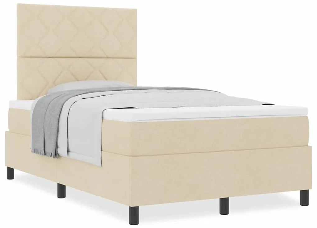 Cama Box com Colchão Creme 120x200 cm Tecido