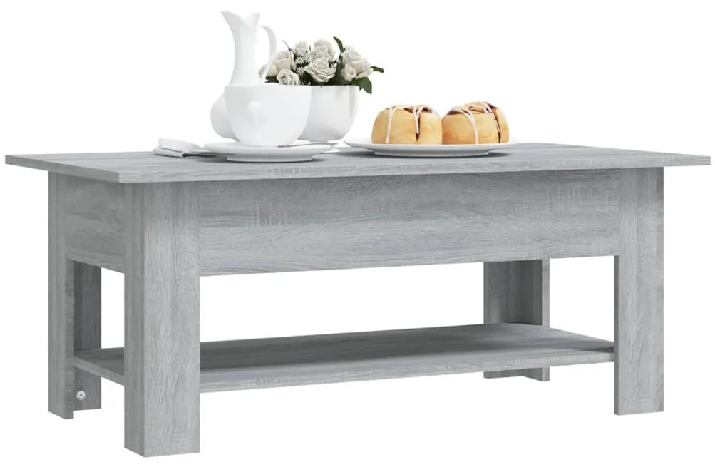 Mesa de centro 102x55x42 cm madeira processada sonoma cinzento