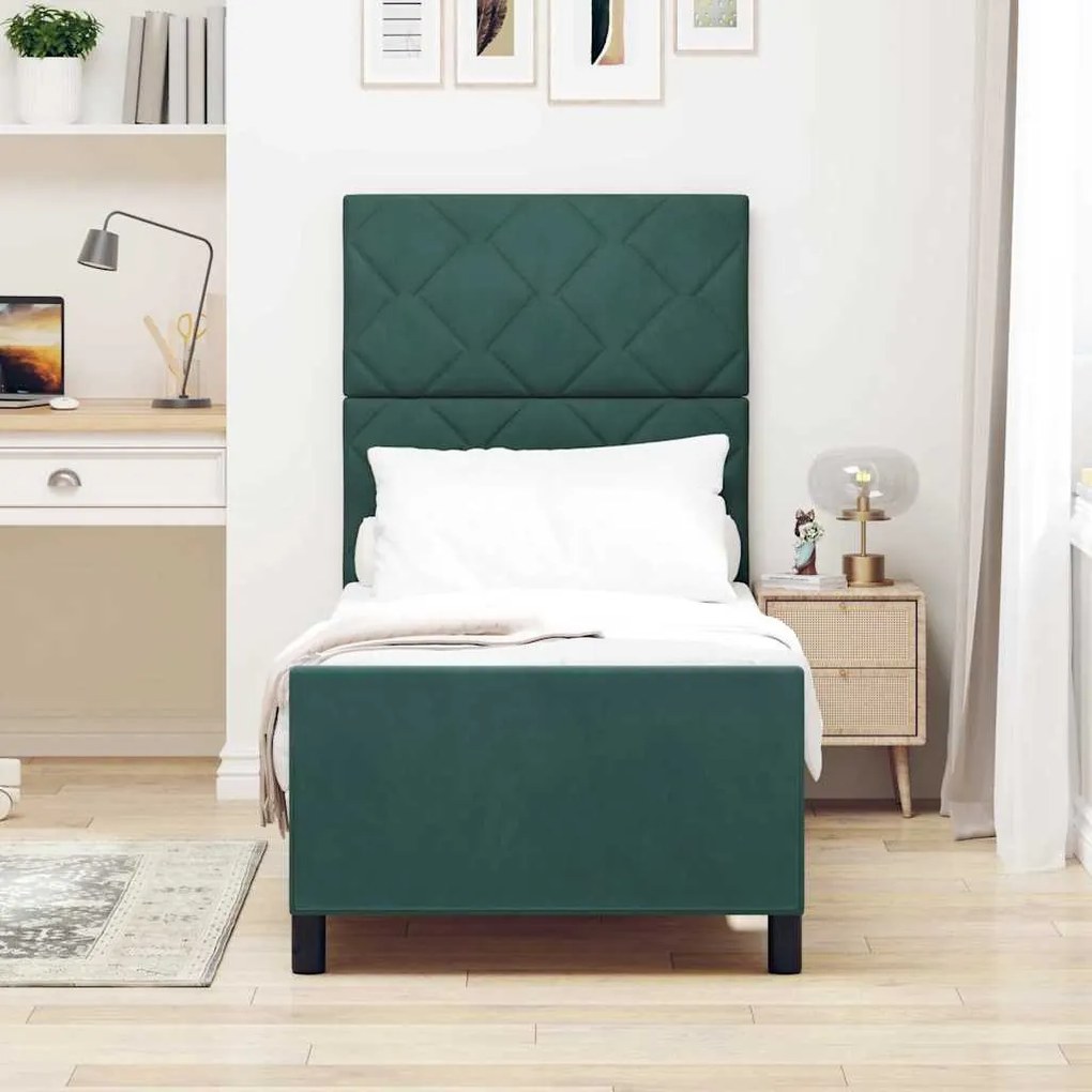 Cama vidaXL Verde Escuro 80x200 cm Veludo