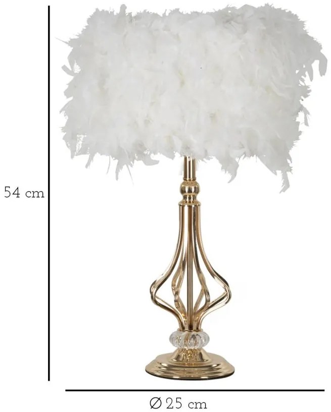 Candeeiro de Mesa "Tarty White" Dourado – Ø25x54 cm