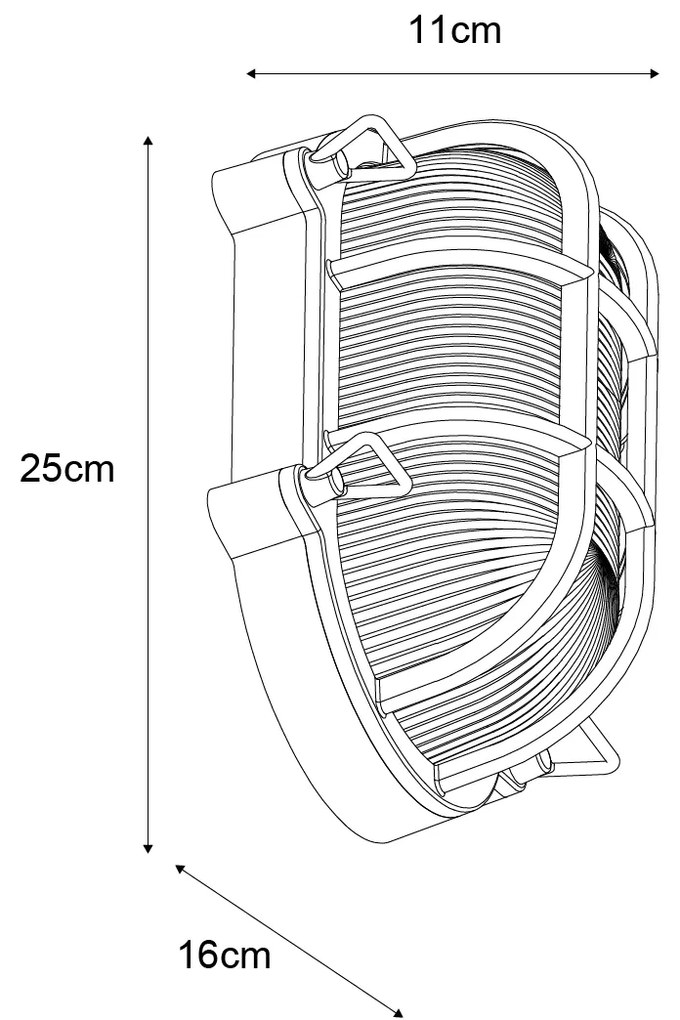 Candeeiro de Parede Exterior Prateado Oval IP44 - Noutica