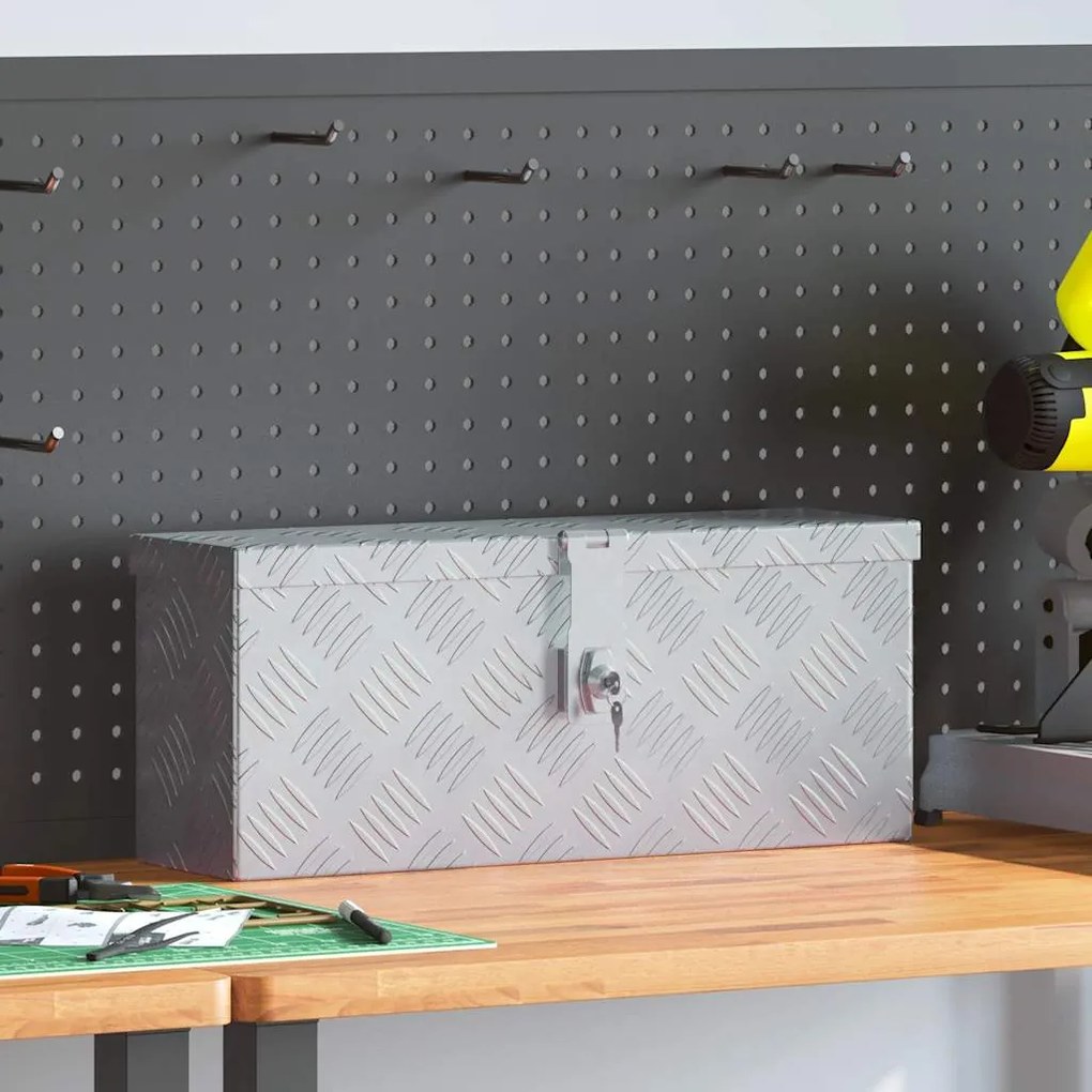 vidaXL Caixa de alumínio 48,5x14x20 cm prateado