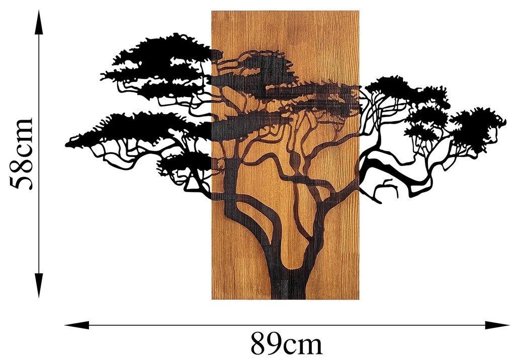 Acessório Decorativo de Parede Acácia – Nogueira e Preto – 90 x 58 cm