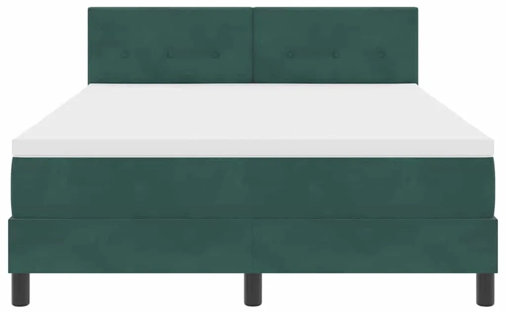 Cama Box com Colchão e LED Verde Escuro 140x190 cm Veludo