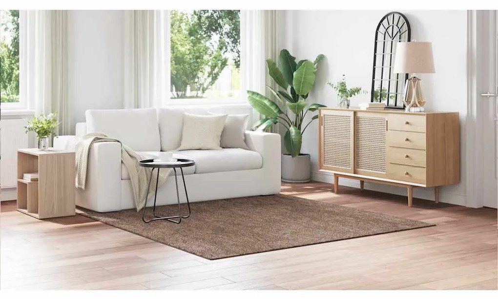 Tapete Shaggy vidaXL com Base de Látex Castanho 200x200 cm