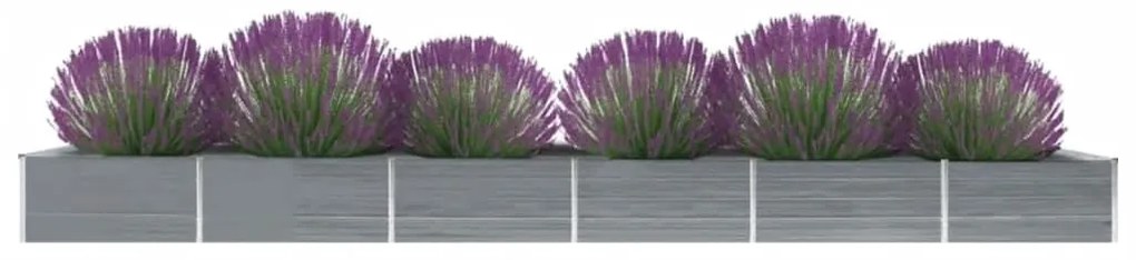 vidaXL Canteiro elevado jardim aço galvanizado 600x80x45 cm cinzento
