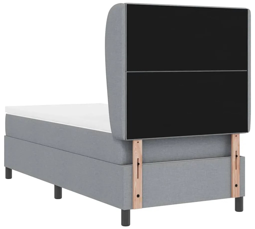 Cama Box com Colchão Cinza Claro 80 x 200 cm, Tecido de Qualidade.