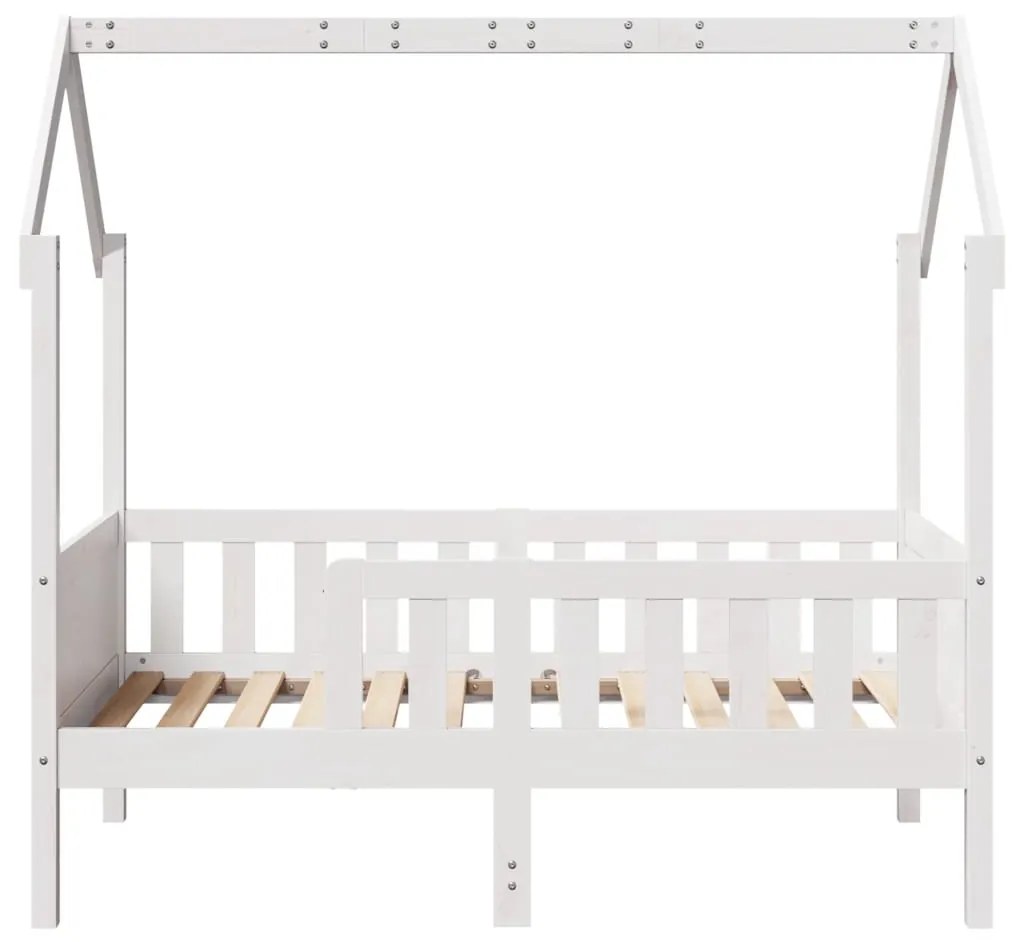 Cama infantil formato casa 80x160 cm pinho maciço branco