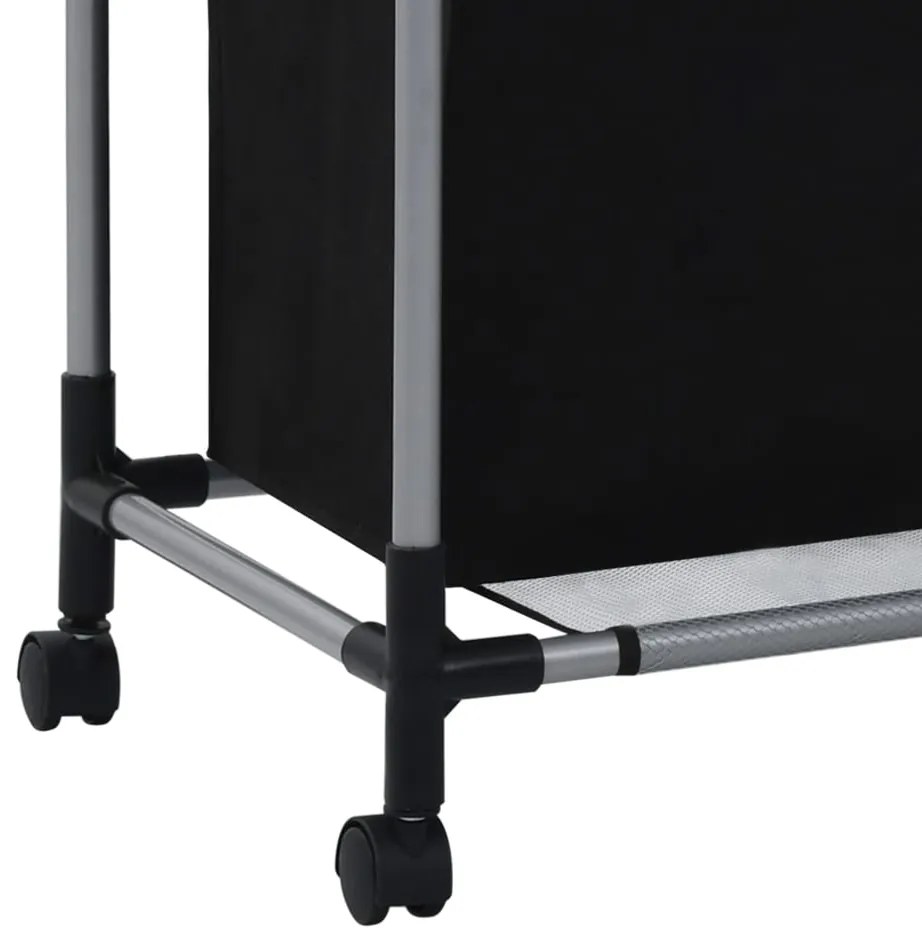 Separador de roupa suja com 3 sacos aço preto
