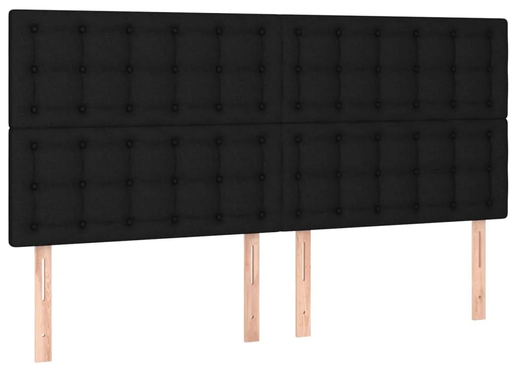 Cabeceira de cama c/ luzes LED tecido 200x5x118/128 cm preto