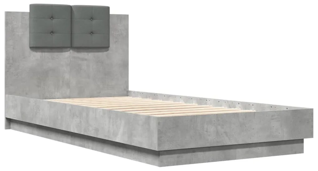 Estrutura de cama c/ cabeceira derivados madeira cinza-cimento