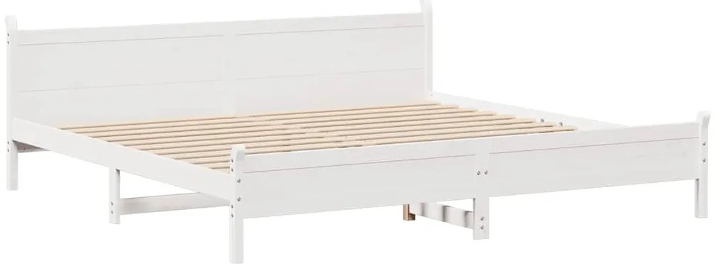 Cama sem colchão 200x200 cm madeira de pinho maciça branco