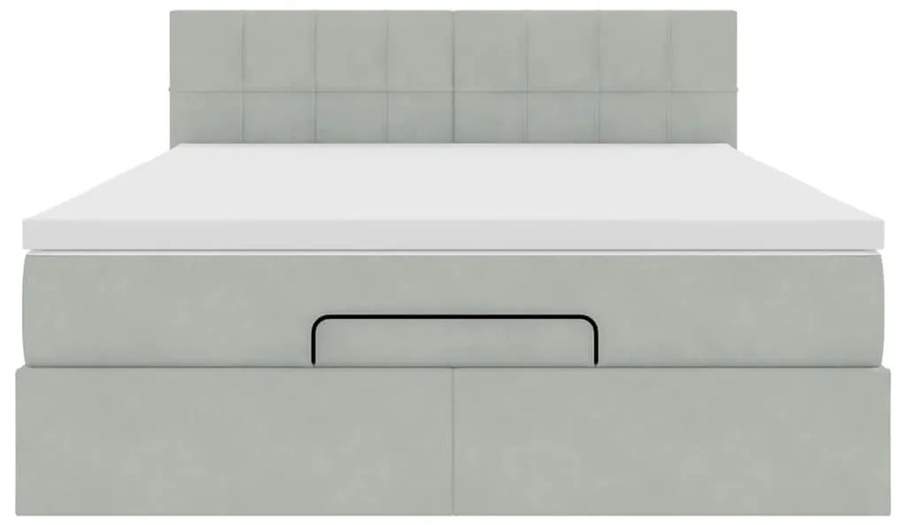 Estrutura de cama otomana com colchão 140x190 cm cinzento claro