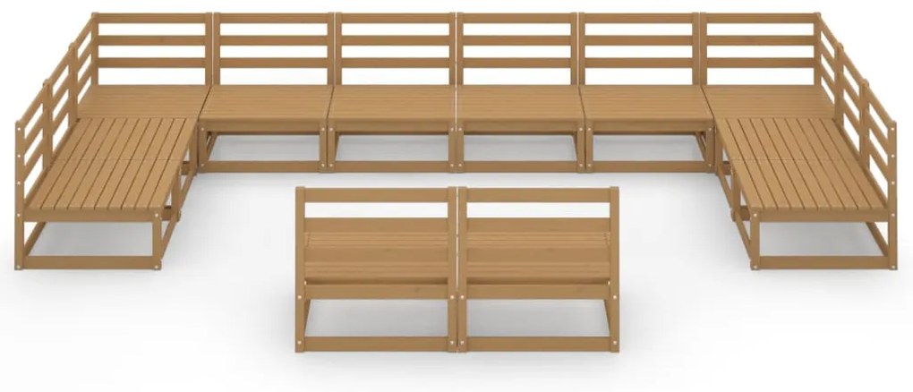 12 pcs conjunto lounge de jardim pinho maciço