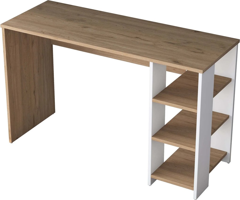 Secretária de Estudo "Arizona" – Branco e Nogueira, 120x45x73,8 cm, De