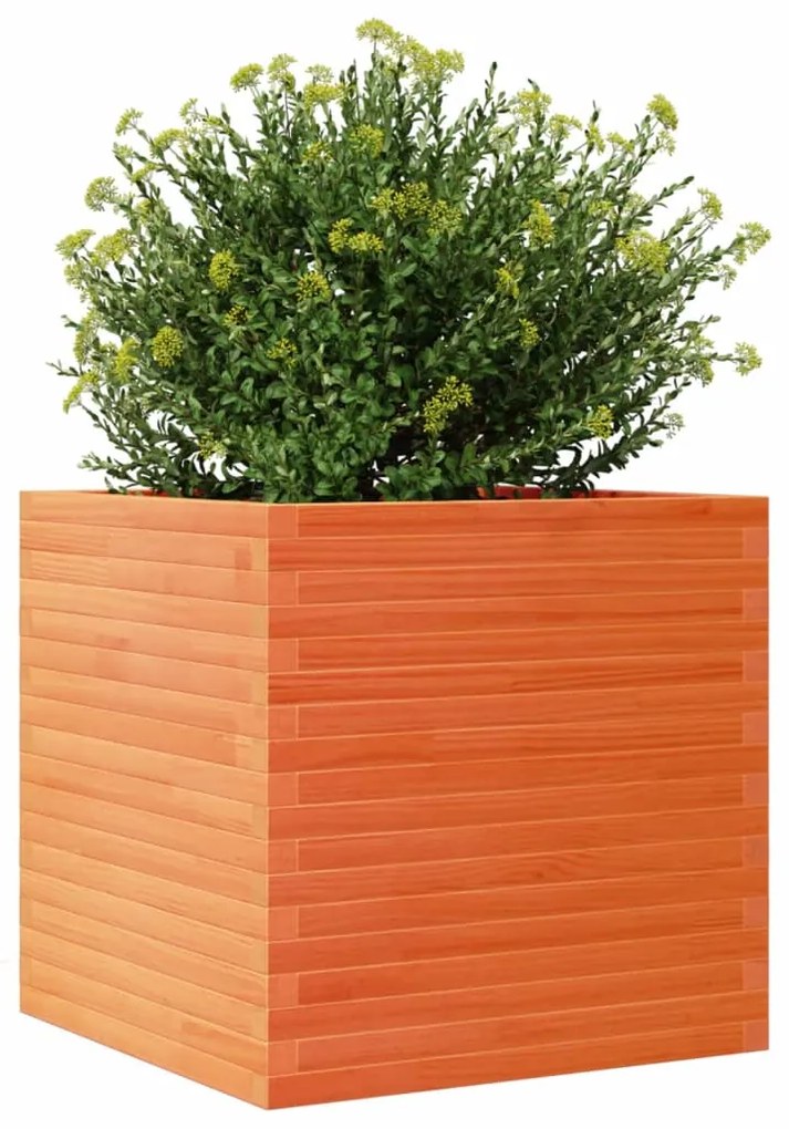 Vaso/floreira de jardim 70x70x68,5 cm pinho maciço castanho mel