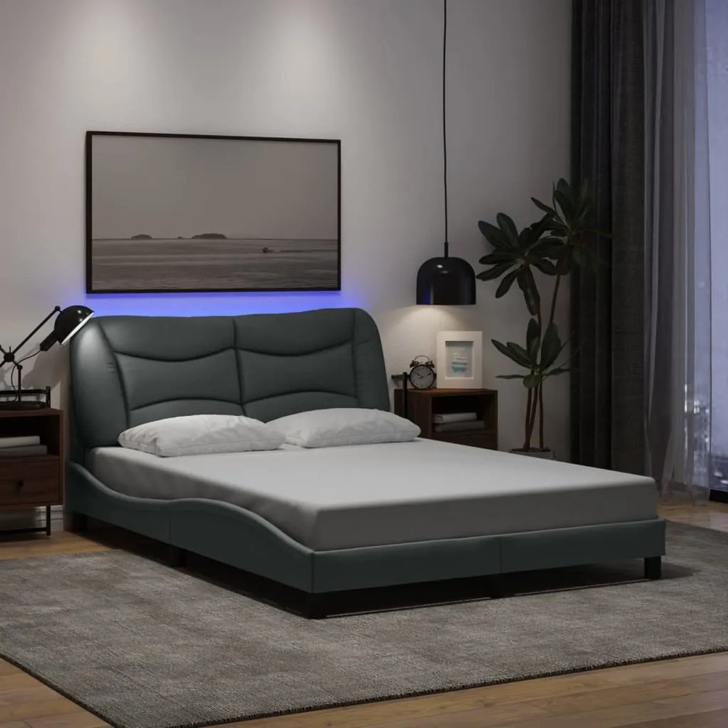 Estrutura de cama com LED sem colchão 120x200 cm tecido