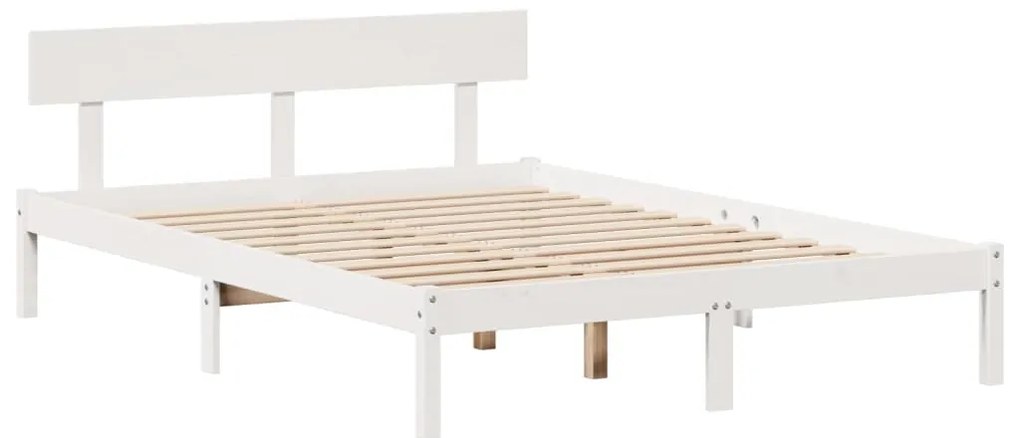 Cama com estante sem colchão 160x200 cm pinho maciço branco