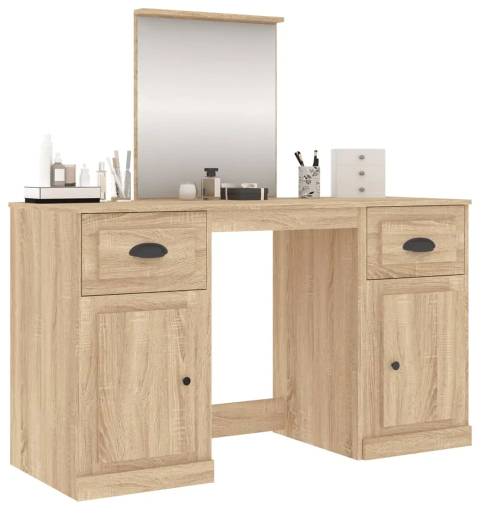 Toucador com espelho 130x50x132,5 cm cor carvalho sonoma