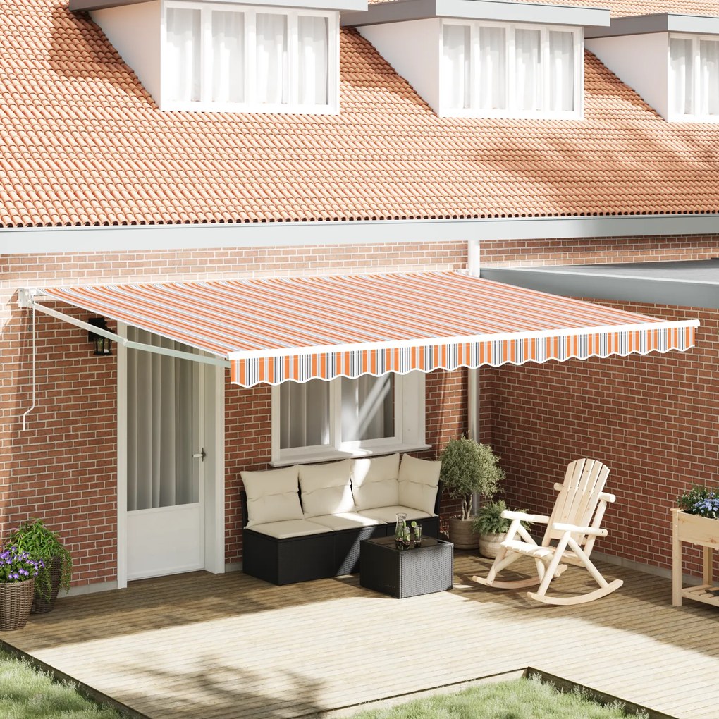 vidaXL Toldo Retrátil Automático Listrado Multicolorido 450x300 cm