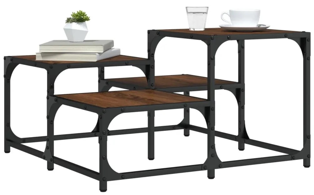 vidaXL Mesa de centro 68x68x40 cm derivados madeira carvalho castanho