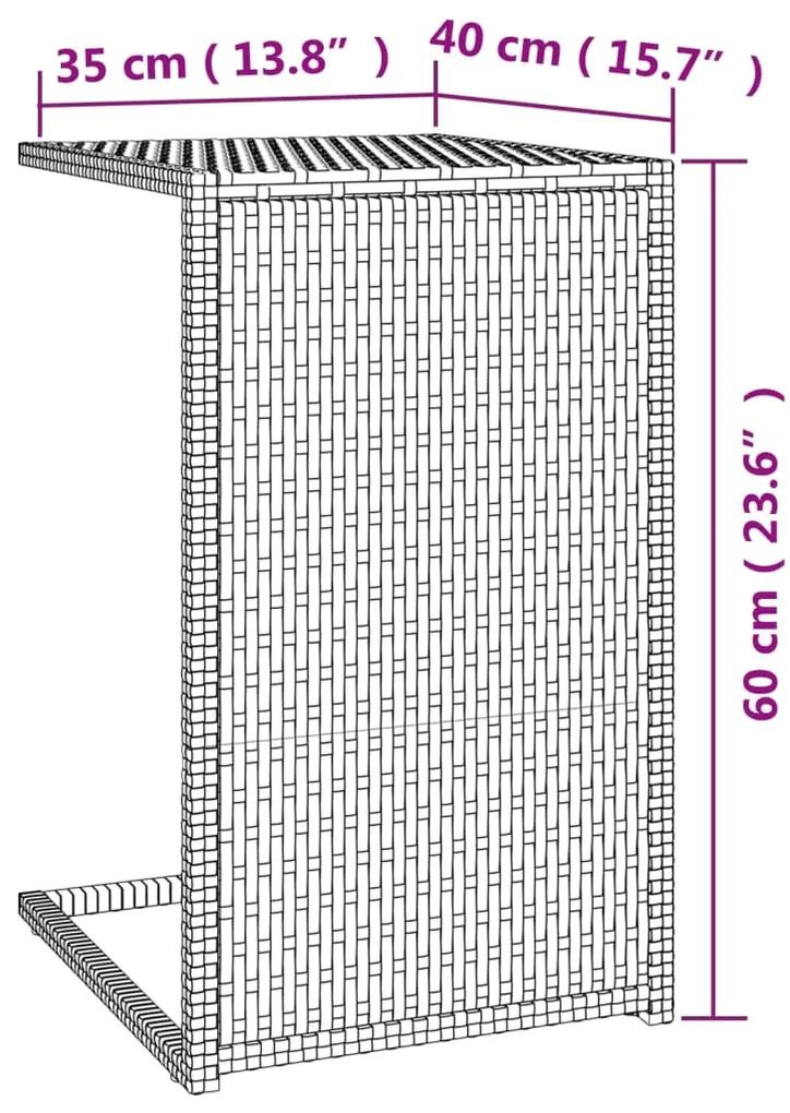 Mesa em C 40x35x60 cm vime PE preto
