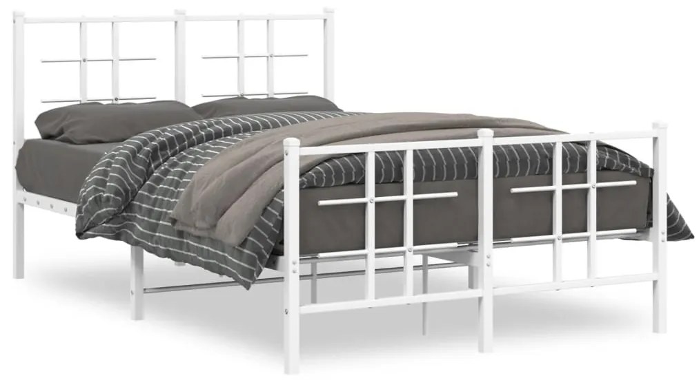 vidaXL Estrutura de cama com cabeceira e pés 120x190 cm metal branco
