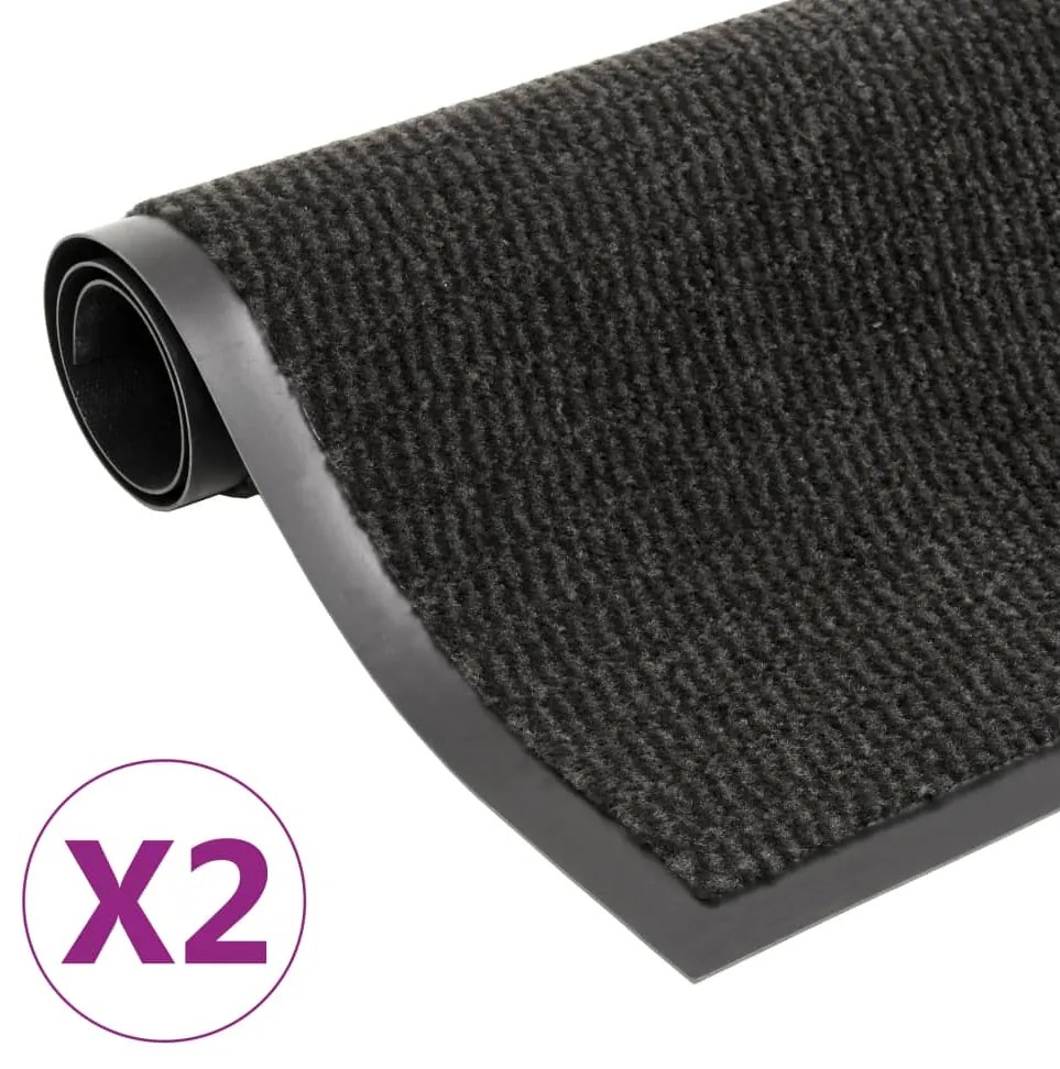 Tapete controlo pó retangular tufado 2 pcs 90x150cm preto
