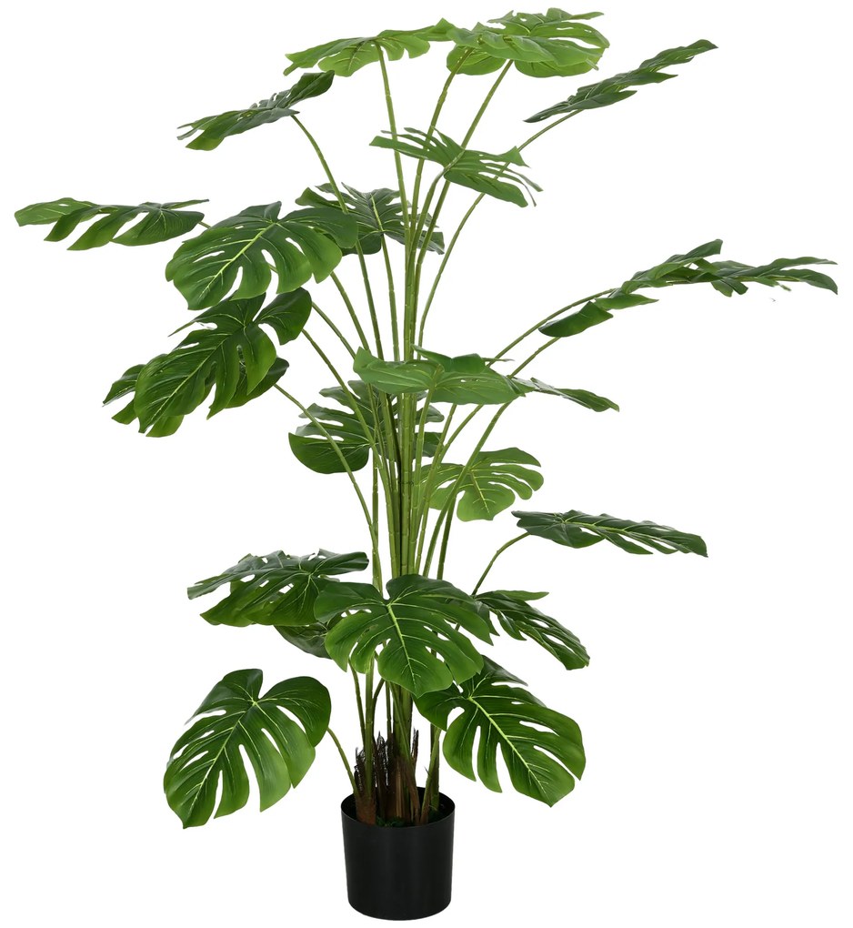 HOMCOM Planta Artificial Árvore Artificial Monstera deliciosa com Vaso Incluso Altura 180 cm Interior Verde | Aosom Portugal