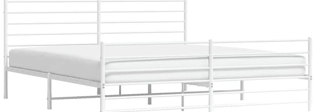 Estrutura de cama com cabeceira e pés 183x213 cm metal branco