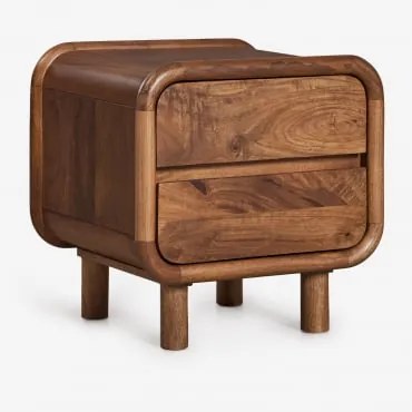 Pack De 2 Mesas De Cabeceira Retangulares 50x45 Cm Em Madeira De Manga Gina Madeira De Cabo Escuro - Sklum