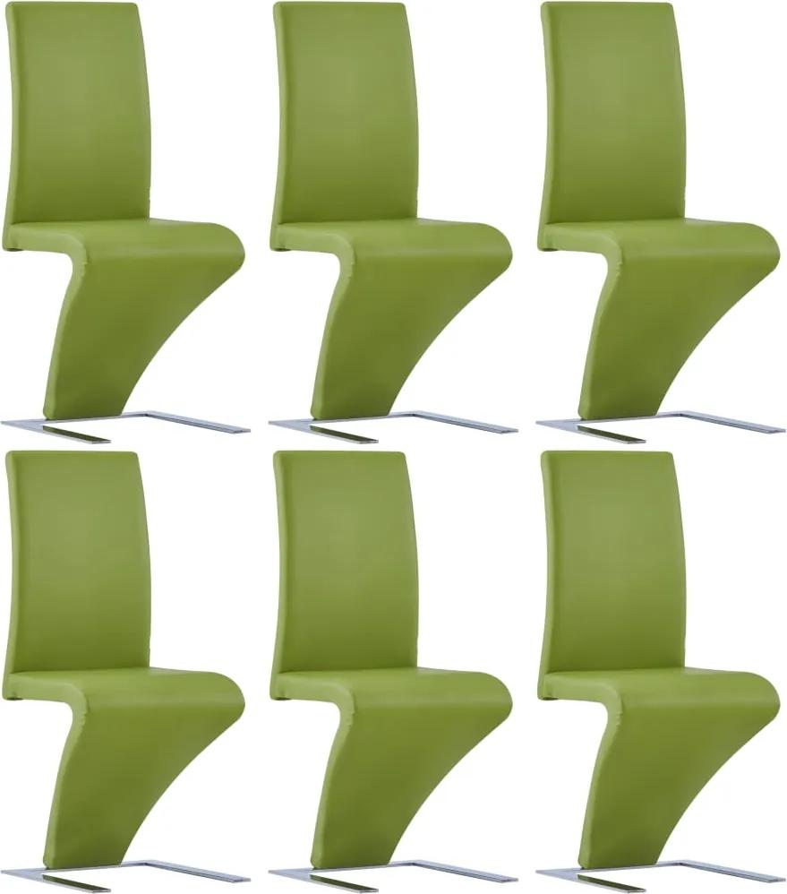 Cadeiras de jantar ziguezague 6 pcs couro artificial verde