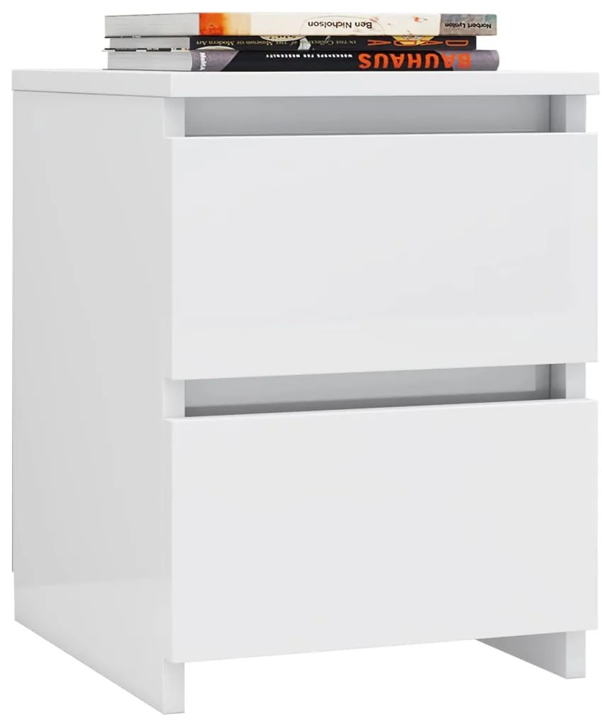 Mesas de cabeceira 2 pcs 30x30x40 cm contrapl. branco brilhante
