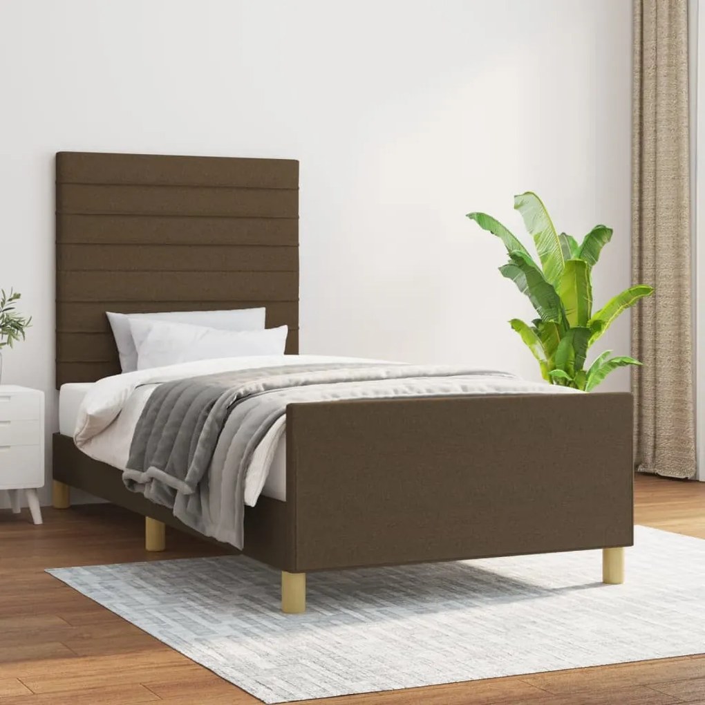 vidaXL Estrutura de cama sem colchão 80x200 cm tecido castanho-escuro