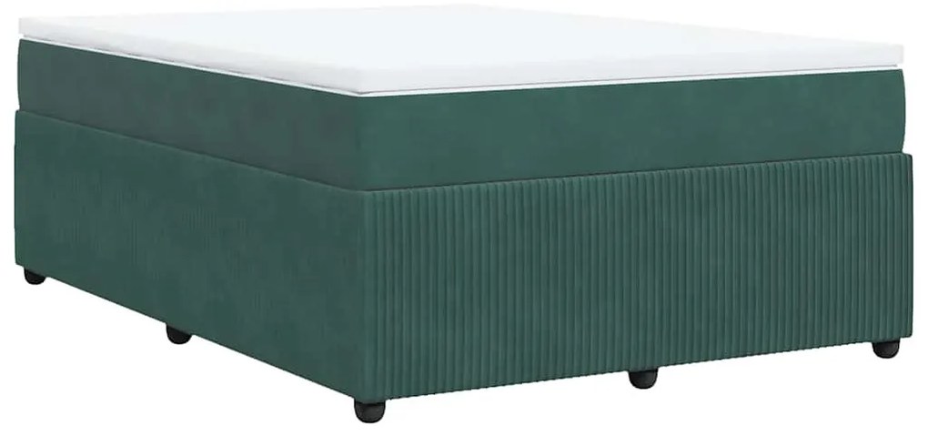 Cama com molas/colchão 160x200 cm veludo verde-escuro