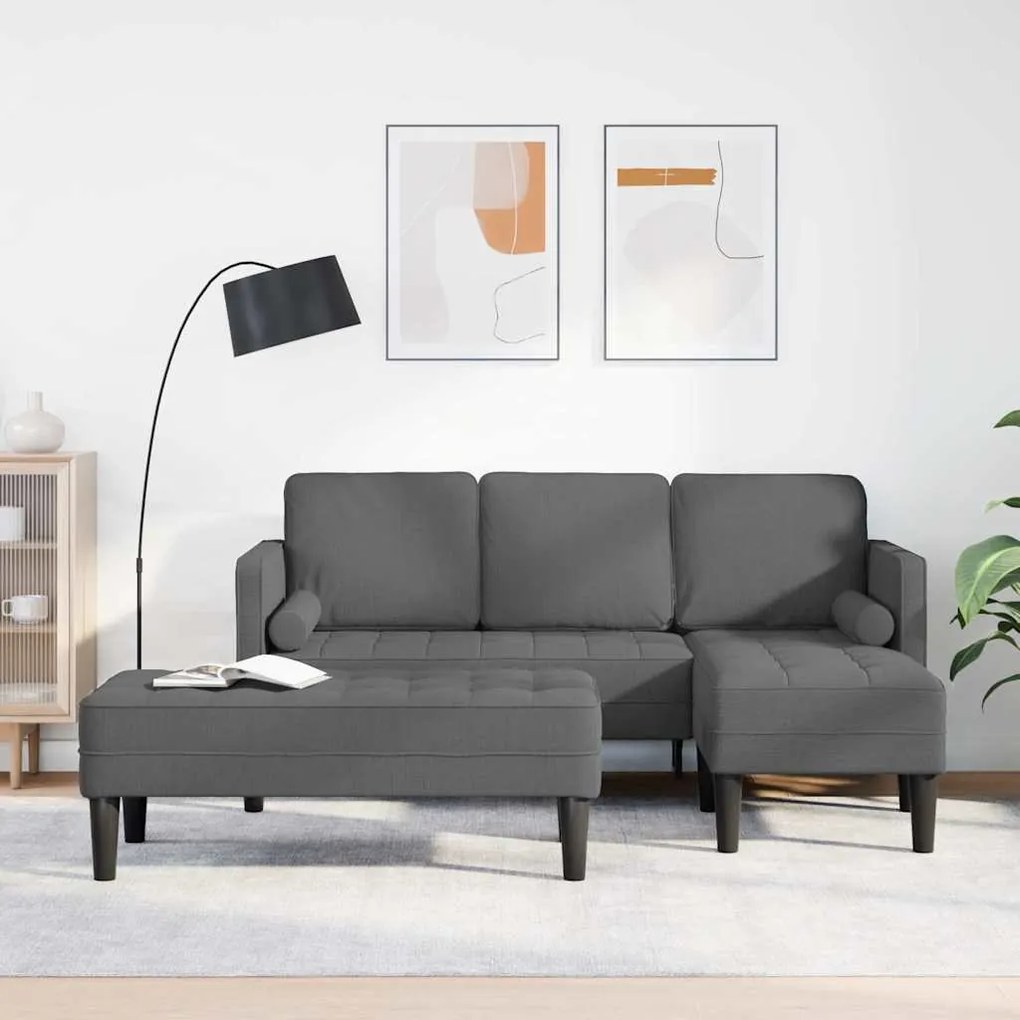 vidaXL Conjunto de Sofás 2 pcs Cinzento escuro 173 x 131 x 67 cm