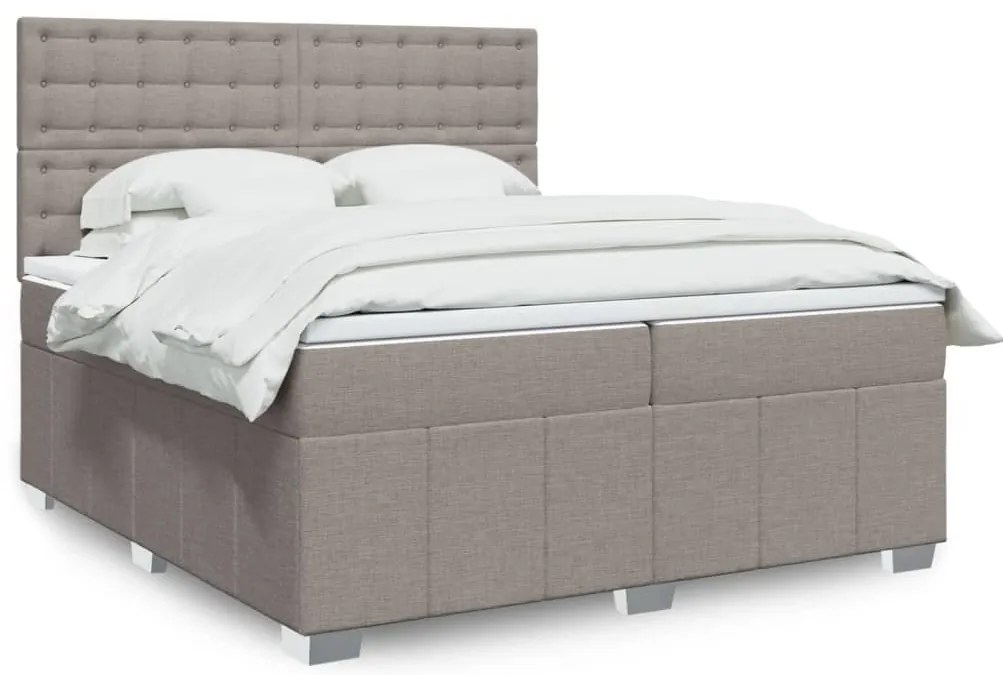 vidaXL Cama com molas/colchão 200x200 cm tecido castanho-acinzentado