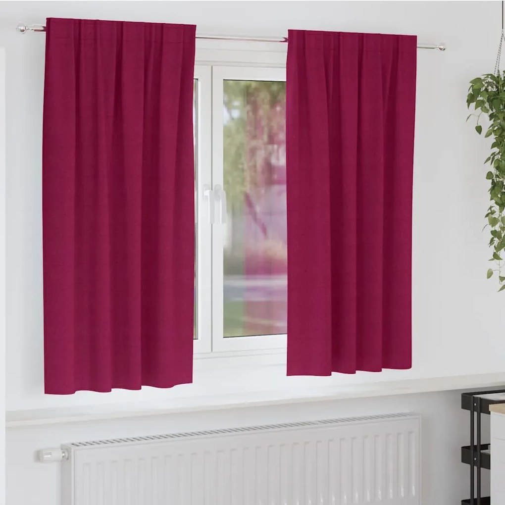 vidaXL Cortinas com cortinas 2 pcs vermelho tinto Poliéster
